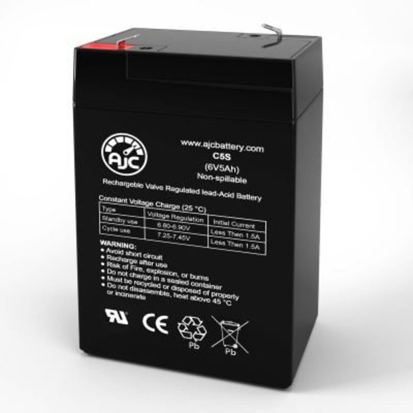 Battery Clerk AJC ADI 656654 Alarm Replacement Battery 5Ah, 6V, F1 AJC-C5S-J-0-172278